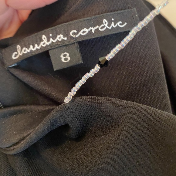 Claudia Cordic Asymmetrical Black Dress w/ Jewel beaded Straps - Picture 5 of 8